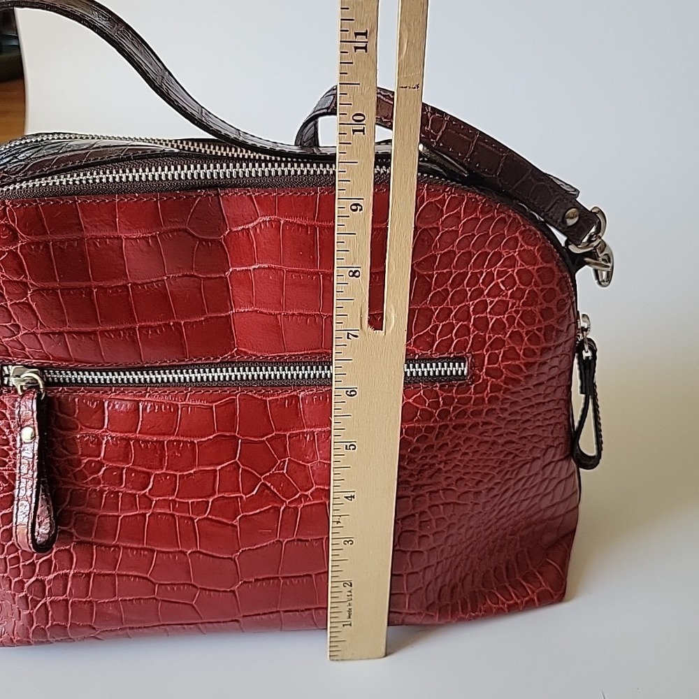Niquea.D Satchel Shoulder Bag Embossed Italian‎ Leather Top Handle Statement - Picture 11 of 16